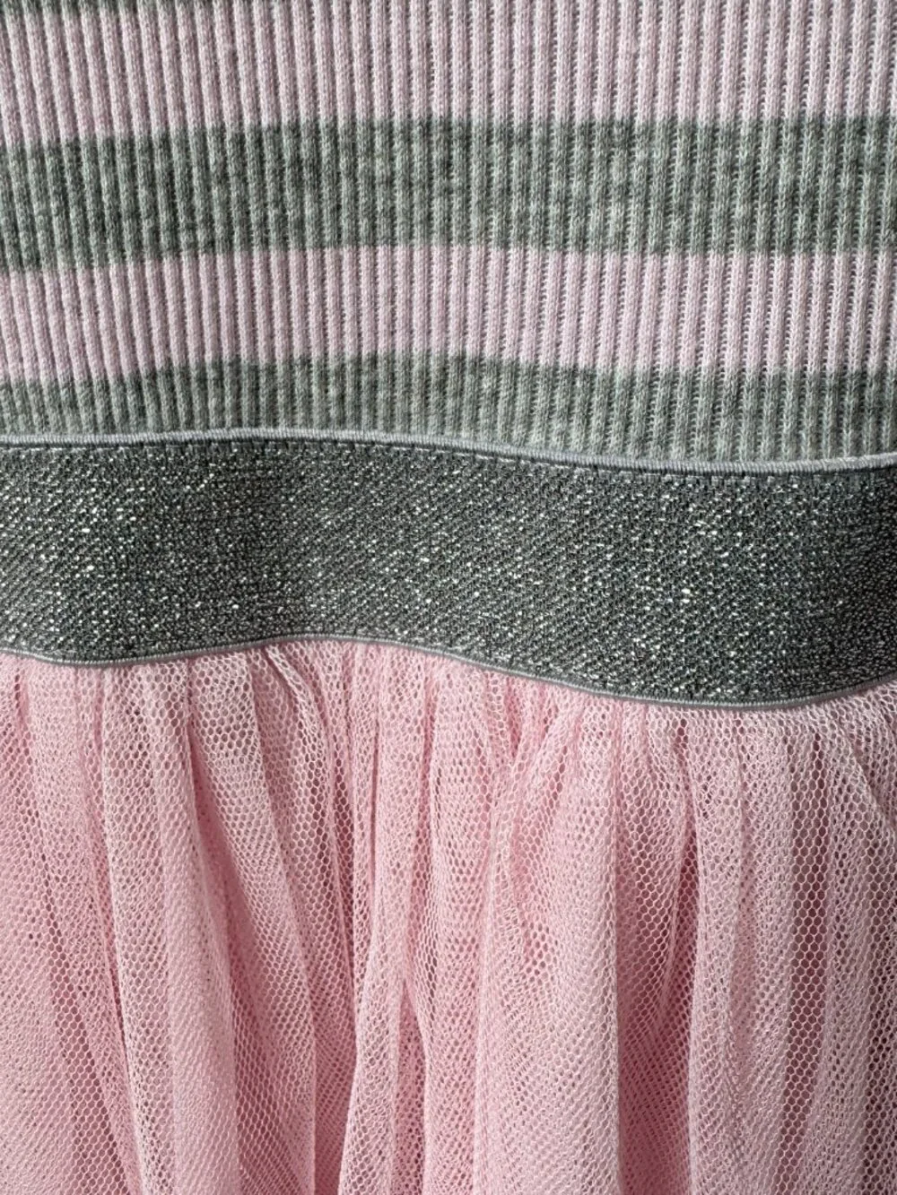 NWOT GAP Pink/Gray Striped Sleeveless Dress with Ballet Skirt in Kids XXL 14-16